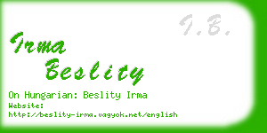irma beslity business card